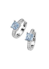 Damen Paar Creolen "mit hellblauen und weißen Zirkonia, Silber 925", Silber 925 (Sterlingsilber), blau, Giorgio Martello MILANO, Silber 925