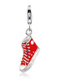 NENALINA Damen Charm-Einhänger "Anhänger Turnschuh Sneaker Emaille 925 Silber", ohne Stein, rot, Silber 925 (Sterlingsilber), Charms