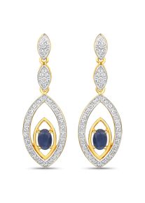 VIRA JEWELS Damen Paar Ohrhänger "Silber 925 zweifarbig 40mm lang mit 2x Saphir und 80x Weiß-Topas", ONE-SIZE, 1,49 ct, Silber 925 (Sterlingsilber),