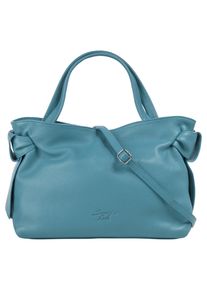 Samantha Look Damen Henkeltasche, blau, Leder, unifarben, leicht glänzend, Taschen, echt Leder, Made in Italy