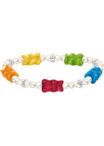 Thomas Sabo Damen Armband "Thomas Sabo x HARIBO Schmuck: Perlenarmband mit Goldbären", 19, Silber 925 (Sterlingsilber)-Silikon-Perlen, bunt, Silber