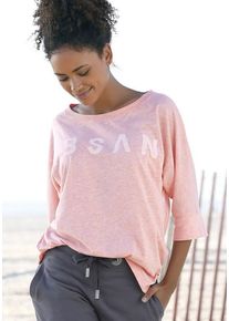 ELBSAND 3/4-Arm-Shirt 'Iduna' orange Gr. L (40) für Damen. Rundhals und Logodruck. Figurumspielend. Nachhaltig.