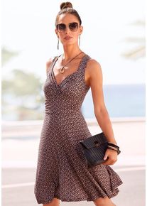 Vivance Jerseykleid mehrfarbig Gr. 34 für Damen. Mit V-Ausschnitt. Figurumspielend. Nachhaltig.