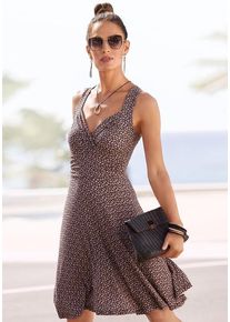 Vivance Jerseykleid mehrfarbig Gr. 34 für Damen. V-Ausschnitt und Allover-Druck. Figurumspielend. Nachhaltig.