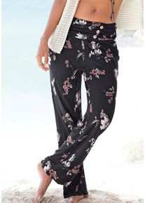 Lascana Strandhose mehrfarbig Gr. 36 für Damen. Mit Allover-Druck, Zierknöpfe. Figurumspielend