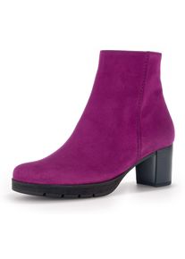 Stiefelette Gabor "St. Tropez", Damen, Gr. 39, lila (orchidee), Ziegenveloursleder, unifarben, modisch, Schuhe, Blockabsatz, Partymode, Ankleboots in Bequemweite G (= weit)