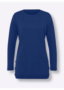 sheego Große Größen Longpullover mit Seitenschlitzen, royalblau, Größe 54 - Damen
