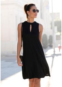 Lascana Jerseykleid schwarz Gr. 34 für Damen. Mit hoch geschlossener Ausschnitt. Figurumspielend