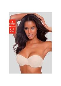 Schalen-BH Petite Fleur, Damen, Gr. 75, Cup C, beige (caramel, wei&szlig;), Jersey, Obermaterial: 93% Baumwolle, 7% Elasthan, Basic, BHs Schalen-BH, mit abnehmbaren Tr&auml;gern aus Baumwolle