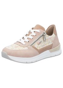 Rieker Damen Keilsneaker, Gr. 40, weiß, Textil, Lederimitat, sportlich, Schuhe, Halbschuh, Freizeitschuh, Casual-Schnürschuh im Materialmix