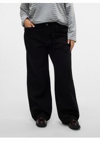 Vero Moda CURVE Damen High-waist-Jeans "VMCTESSA HR WIDE J RA118 GA CUR NOOS", schwarz, modisch, Gr. 44, unifarben, Denim/Jeans, Obermaterial: 99%