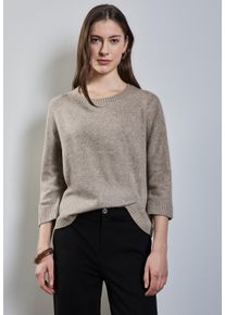 Street One Damen Strickpullover, beige, casual, Gr. 40, unifarben, Stoff, 51% Polyester, 33% Polyacryl, 13% Baumwolle, 3% Elasthan, Pullover, mit 3/4