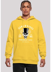 F4NT4STIC Herren Kapuzenpullover "Guns 'n' Roses Whiskey Label Rock Band", gelb, casual, Gr. S, Obermaterial: 65% Baumwolle, 35% Polyester, Pullover,