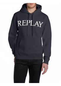 Replay Herren Kapuzensweatshirt, blau, casual, Gr. XXL, bedruckt, Sweatware, Obermaterial: 80% Baumwolle, 20% Polyester, Sweatshirts, mit großem
