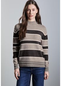 Street One Damen Strickpullover, beige, casual, Gr. 46, gestreift, Stoff, 30% Polyester, 29% Polyacryl, 21% Viskose, 20% Nylon, Pullover, mit