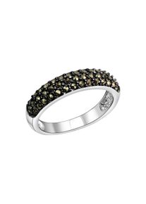 ZEEme Damen Fingerring "Silber 925 rhodiniert mit 43 Markasit-Steinen", 054 (17,2), Silber 925 (Sterlingsilber), schwarz, Silber 925