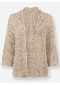 Heine Damen Cardigan, beige, Gr. 48, unifarben, 50% Baumwolle, 50% Polyacryl, Strickjacken