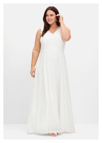 sheego Damen Abendkleid "Große Größen", weiß, elegant, Gr. 56, unifarben, Obermaterial: 100% Polyester;Futter: 95% Polyester, 5% Elasthan, Kleider,