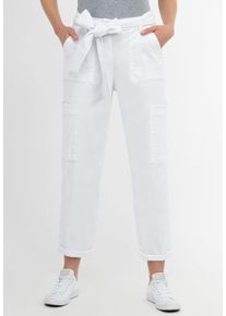 Recover Pants Damen Cargohose "ANA", weiß, Gr. 36, unifarben, 56% Lyocell;41% Baumwolle;3% Elasthan, Hosen, mit Stoffgürtel