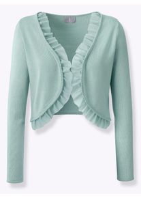 Lady Damen Bolero, grün, Gr. 48, unifarben, 100% Polyacryl, Chiffon:100% Polyester, Strickjacken