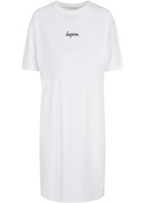 Merchcode Damen Shirtkleid "Merchcode Damen Ladies Inspire Oversized Slit Tee Dress", weiß, klassisch, Gr. S, 100% Baumwolle, Kleider