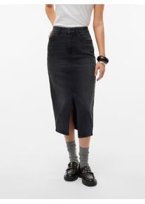 Véro Moda VERO MODA Damen Jeansrock "VMNATALIE HR MIDI DNM SKIRT MIX NOOS", blau, modisch, Gr. S, unifarben, Denim/Jeans, Obermaterial: 99% Baumwolle, 1%