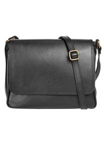 CLUTY Damen Umhängetasche, schwarz, Leder, beschichtet, Taschen, echt Leder, Made in Italy