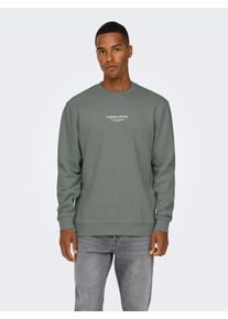 Only & Sons ONLY & SONS Herren Sweatshirt "ONSCURATED REG CREW NECK SWEAT", grau, modisch, Gr. L, Abriebeffekte, angeraute Sweatware, Obermaterial: 65%