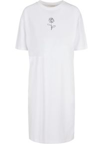 Merchcode Damen Shirtkleid "Merchcode Damen Ladies Rose Oversized Slit Tee Dress", weiß, klassisch, Gr. M, 100% Baumwolle, Kleider