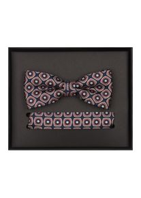 Venti Herren Fliege "Venti Set aus Fliege und Einstecktuch gemustert", orange, 100% Seide, Fliegen