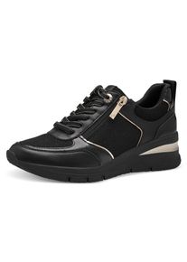 Tamaris Damen Sneaker, Gr. 37, gold, Textil, Lederimitat, Lacksynthetik, kontrastfarbene Details, sportlich, Schuhe, mit Reißverschluss,