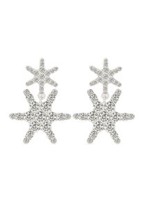 FILIPPA FIRENZE Damen Paar Ohrhänger "Stella", Edelstahl, silber, Edelstahl, Ohrringe, Versilberte Stern-Ohrringe mit funkelnden Kristallen