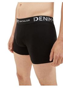 Herren Boxershorts, Tom Tailor Denim, Gr. S, schwarz, Jersey, Obermaterial: 95% Baumwolle, 5% Elasthan, unifarben, Unterhosen, mit Logo-Stretchbund