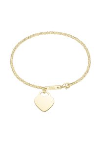 Damen Armband "Kugelkette diamantiert mit Anhänger Herz, Silber 925", 19cm, Silber 925 (Sterlingsilber), gold, Giorgio Martello MILANO, Silber 925