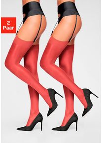 Lascana Damen Strapsstrümpfe, Gr. 32, rot, Polyamid, Elasthan (LYCRA), Socken, mit silikonfreien Strumpfrändern