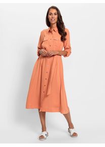 Heine Damen Hemdblusenkleid "Hemdblusenkleid", orange, Gr. 36, unifarben, 100% Lyocell, Kleider