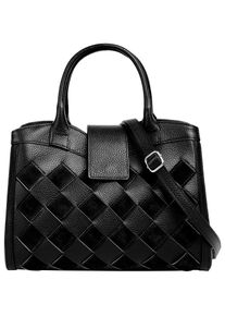 Samantha Look Damen Henkeltasche, schwarz, Leder, Taschen, echt Leder, Made in Italy