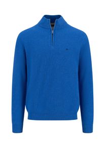 Fynch-Hatton Herren Troyer, blau, casual, Gr. S, Strick, Obermaterial: 100% Baumwolle, Pullover, mit Logo an der Brust