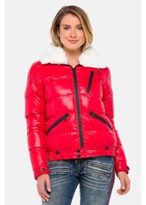 Cipo & Baxx CIPO & BAXX Damen Winterjacke "Winterjacke mit Kunstfellkragen", rot, casual, Gr. L, unifarben, 100% Polyamid, Jacken, mit Kunstfellkragen, WM108