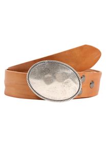 Damen Ledergürtel, braun, casual,modisch, Gr. 95, RETTUNGSRING BY SHOWROOM 019, unifarben, Leder, Gürtel, mit austauschbarer Schließe »Oval Nieten