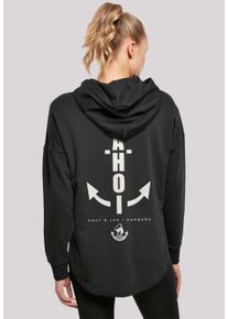 F4NT4STIC Damen Kapuzenpullover "Ahoi Anker Knut & Jan Hamburg", schwarz, casual, Gr. XS, Obermaterial: 100% Baumwolle, Pullover, Print