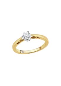 Damen Fingerring "Gold 585 zweifarbig mit Diamant 0,25ct.", 018 (57,0), 0,25 ct P2 = erkennbare Einschlüsse, Gold, gelb, Diamonds by Ellen K., Gold,