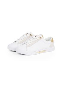 Tommy Hilfiger Damen Plateausneaker "CHIC COURT SNEAKER", Gr. 35, weiß, Leder, Lederimitat, sportlich, Schuhe, Schnürschuh, Halbschuh, Freizeitschuh
