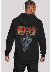 F4NT4STIC Herren Kapuzenpullover "Kiss Rock Music Band Neon Band", schwarz, casual, Gr. XXL, Obermaterial: 65% Baumwolle, 35% Polyester, Pullover,