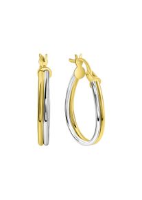 Diamonds by Ellen K. Damen Paar Creolen "375/- Gelbgold bicolor 2rhg. glanz", ONE-SIZE, Gold, bunt, FASCINATION BY ELLEN K., Gold, Ohrringe