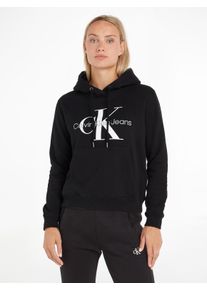Damen Kapuzensweatshirt "CORE MONOGRAM HOODIE", schwarz, casual, Gr. XXL, Calvin Klein Jeans, unifarben, bedruckt, Sweatware, Obermaterial: 100%
