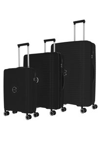 Travelite Trolleyset "ORBITA 4w S/M/L", schwarz, Polypropylen, unifarben, Koffer-Sets, Hartschalen-Koffer Kofferset Reiseset Handgepäck Aufgabegepäck