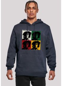 F4NT4STIC Herren Kapuzenpullover "Bob Marley Reggae Music Colour Blocks", blau, casual, Gr. XS, Obermaterial: 65% Baumwolle, 35% Polyester, Pullover,