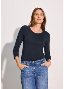 Cecil Damen 3/4-Arm-Shirt, blau, casual, Gr. M, unifarben, Web, 100% Baumwolle, Shirts, aus reiner Baumwolle