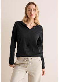Cecil Damen Langarmshirt, schwarz, casual, Gr. XXL, unifarben, Web, 100% Baumwolle, Shirts, aus reiner Baumwolle